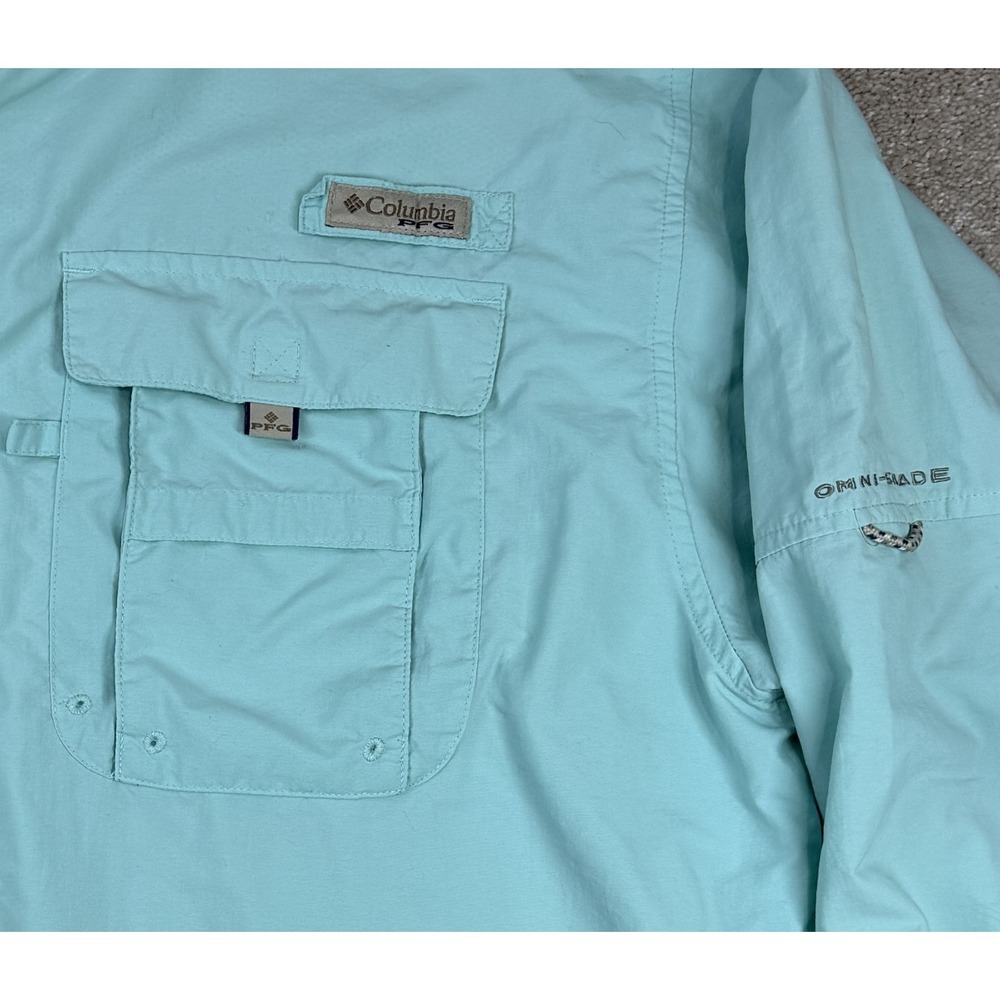 Columbia PFG Omni-Shade Men's XXL Long Sleeve Green Fishing Vented Shirt Pockets - Picture 5 of 9